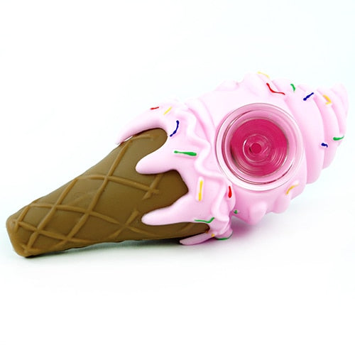 Ice Cream Silicone Pipe With Glass Bowl