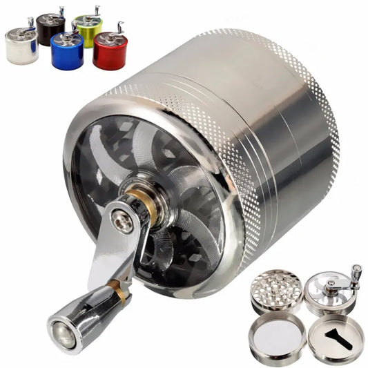 4 Layers Herb Aluminium Grinder Hand Crank