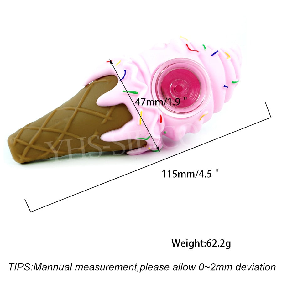 Ice Cream Silicone Pipe With Glass Bowl