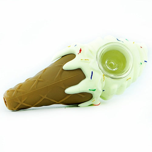 Ice Cream Silicone Pipe With Glass Bowl